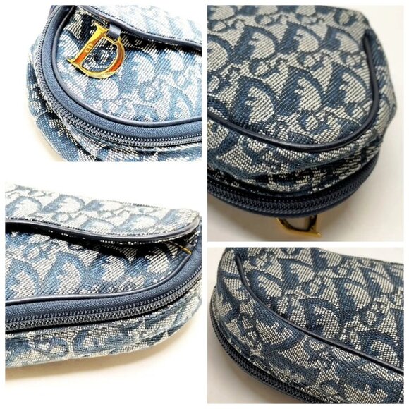 Christian Dior Cosmetic Pouch Navy Blue Canvas 450-061225 - Picture 6 of 14